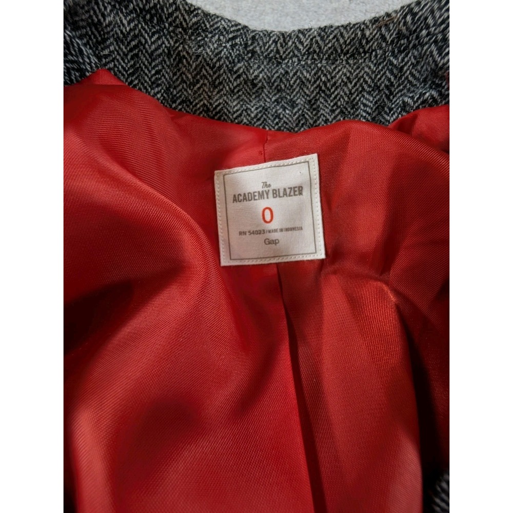 Gap Blazer Womens 0 The Academy Blazer Classic Herringbone Wool Silk Gray - Picture 6 of 8